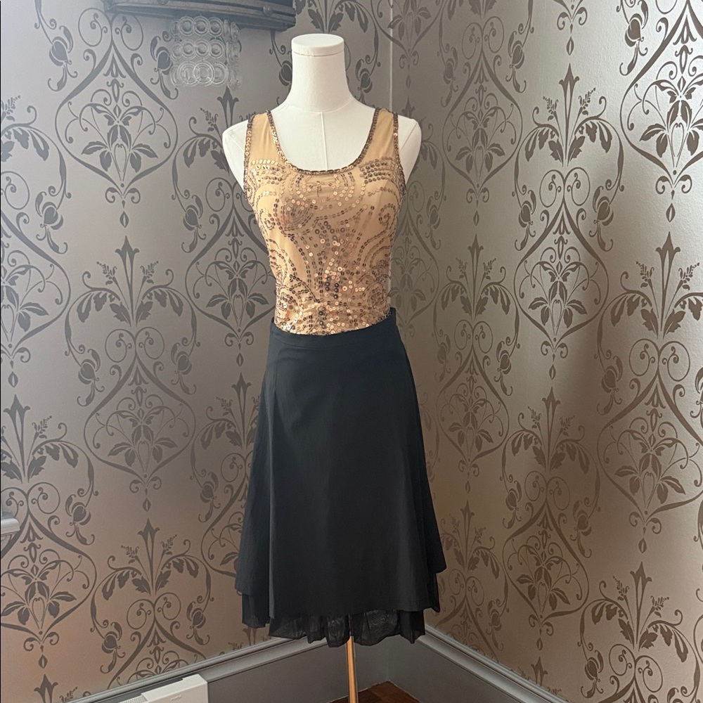 Black A line Skirt Size 2 with Mesh details